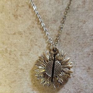 New sunflower you are my sunshine locket necklace.   Gold available